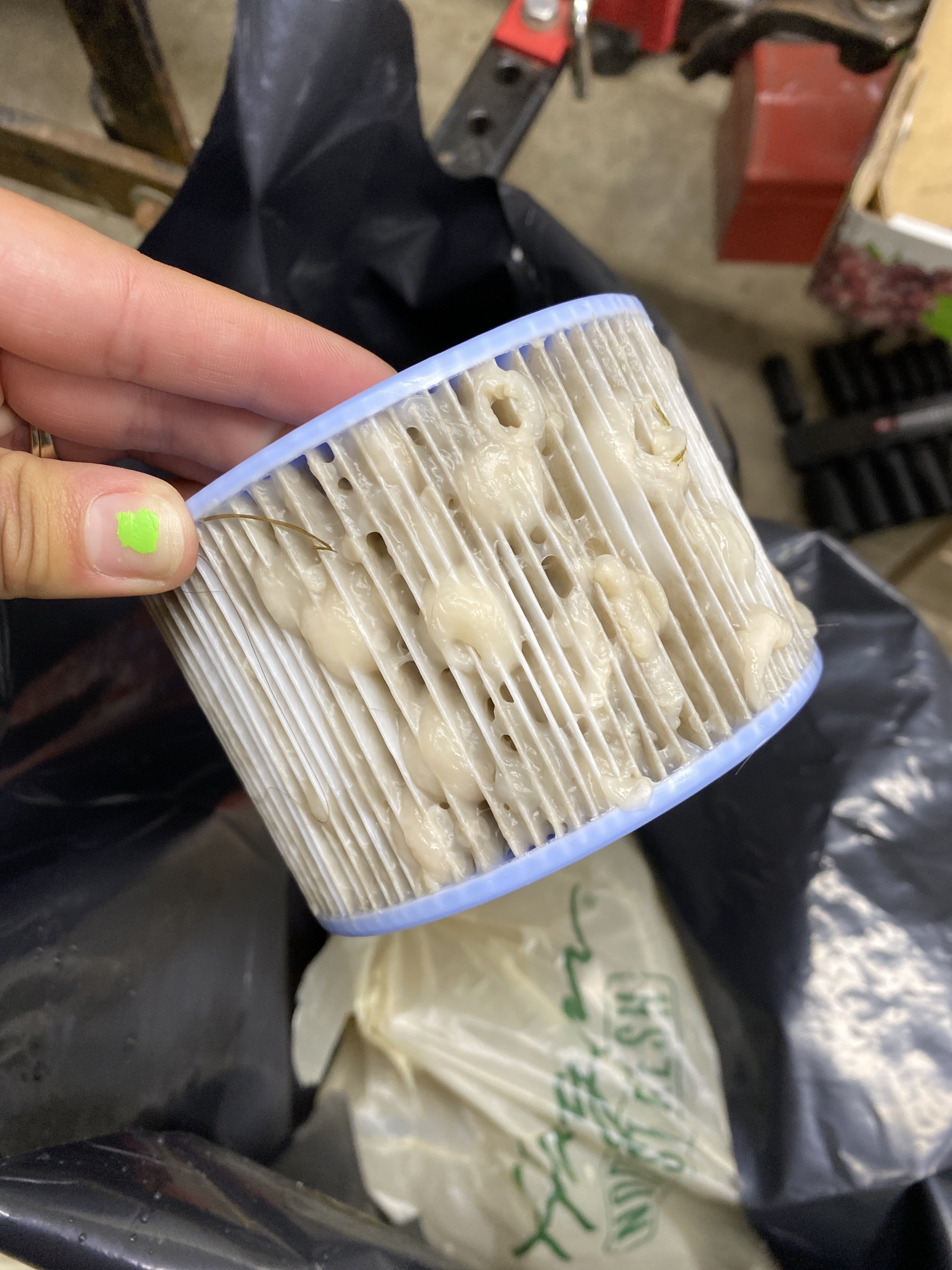 White slim gunk buildup on filter. Hot Tub Water Chemistry Pool and